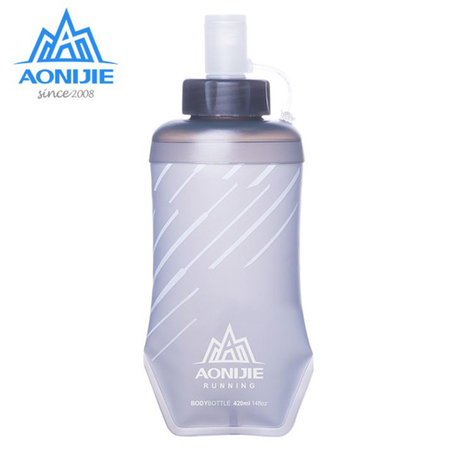 AONIJIE 運動隨身軟式可摺疊能量飲軟水壺 420ml