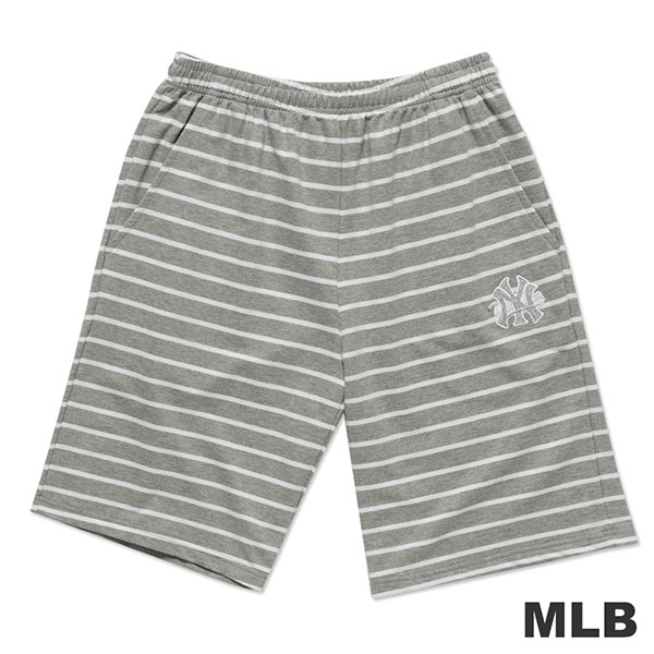 MLB-紐約洋基隊電繡條紋運動短褲-麻灰 (男)