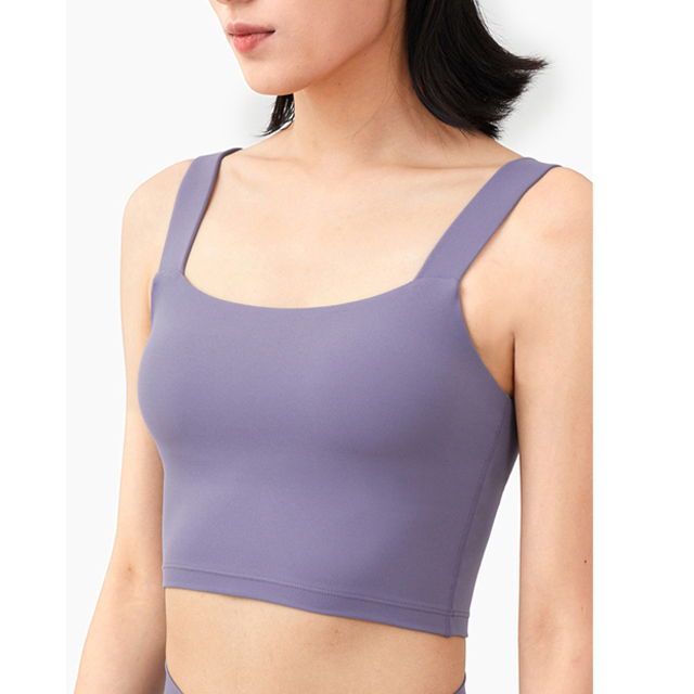 【OLRUN】透氣健身瑜珈跑步背心 女寬肩帶美背防震運動內衣 紫芋