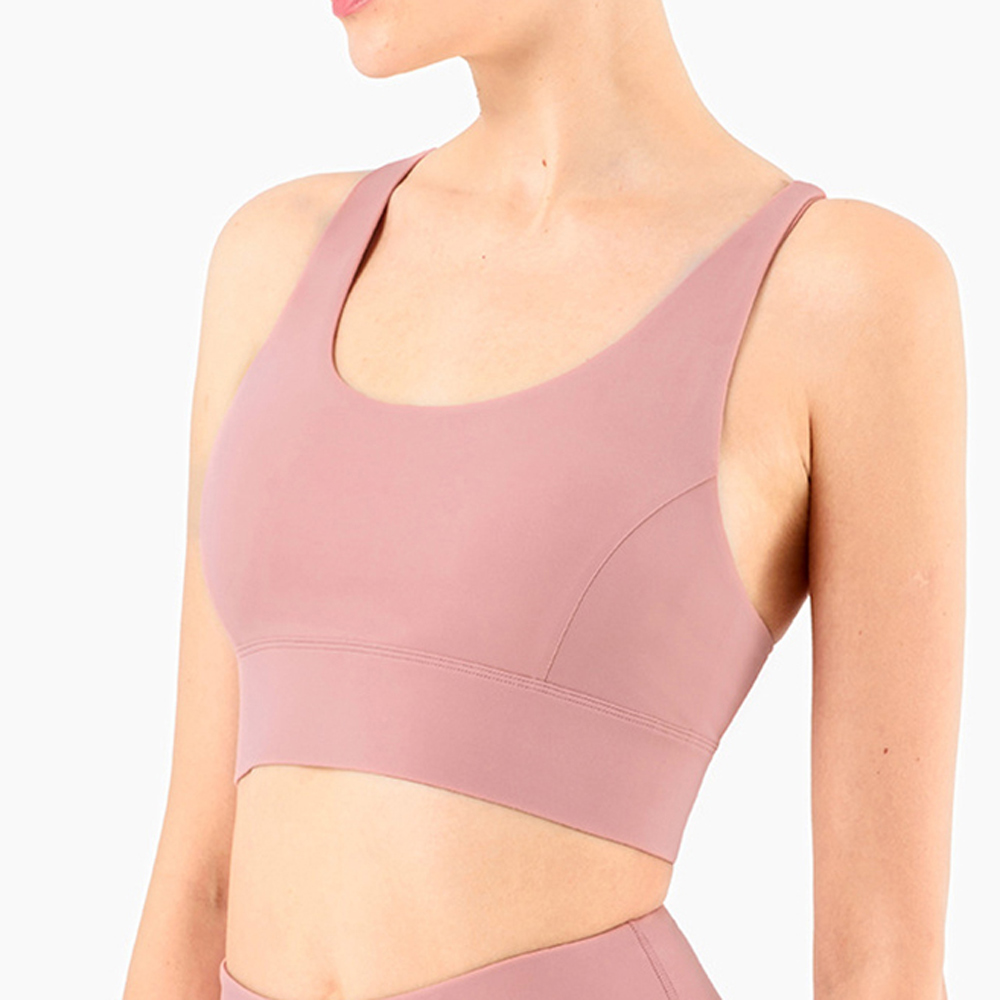 【OLRUN】健身跑步瑜珈運動內衣 彈力雙織美背防震 粉色
