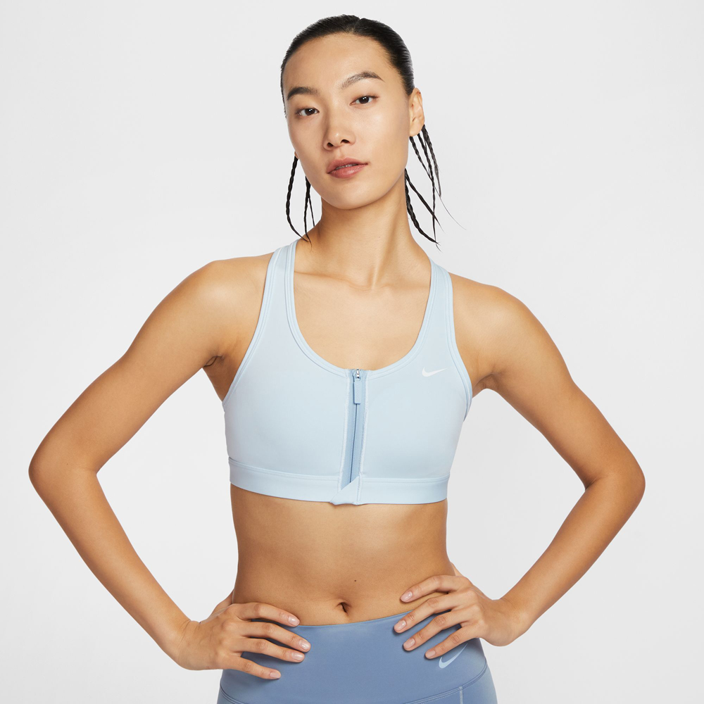 【NIKE】AS W NK DF SWOOSH PDED FZ BRA 女 運動內衣 中強度 藍色-FN2732423
