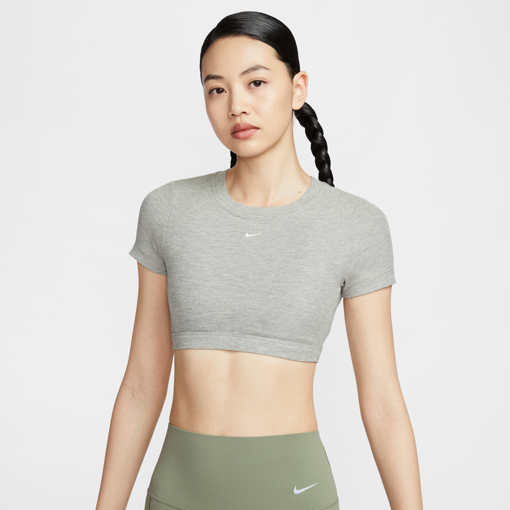 【NIKE】AS W NSW CLSC BABY TEE BRA 女 運動內衣 短袖上衣 輕度支撐 灰色-HF5418063