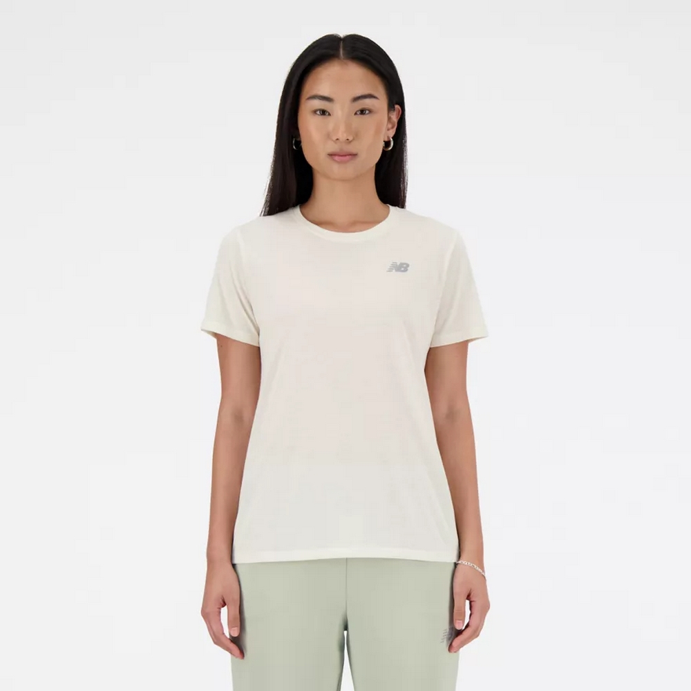 【New Balance】短袖上衣 短袖上衣 女 快乾 運動 米色 WT41190NMA-F