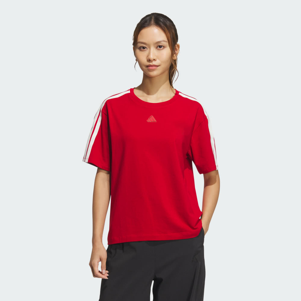 【ADIDAS】CW SS TEE 短袖上衣 女款 紅色 新年 春節-JM8836