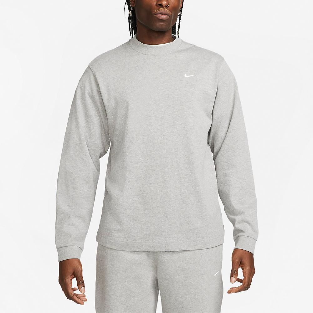 長袖 Solo Swoosh Shirts 男款 淺灰 白 落肩 寬鬆 重磅 刺繡LOGO 小勾 DX0885-063