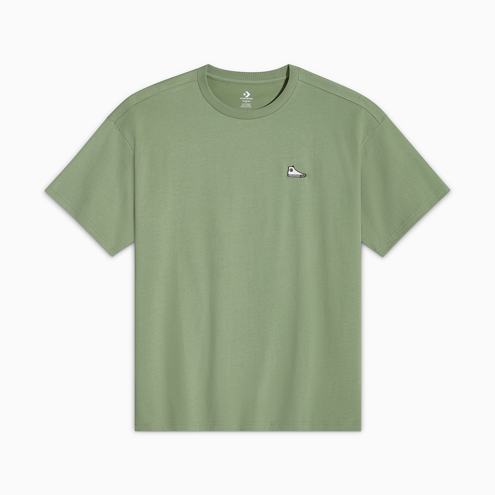 【CONVERSE】SNEAKER PATCH TEE 短袖上衣 中 綠色-10027239-A10
