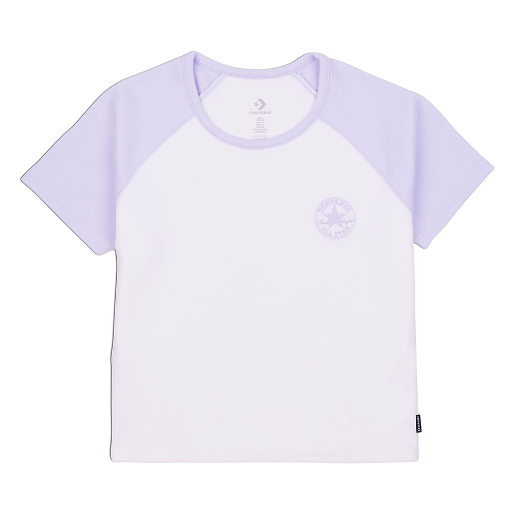 【CONVERSE】CHUCK PATCH COLORBLOCK TOP 短袖上衣 女 白紫-10027396-A05