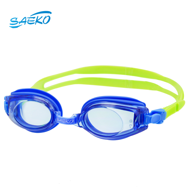 【SAEKO】度數款 兒童近視泳鏡蛙鏡 防水防霧 藍綠 S5AOP_BL-GN