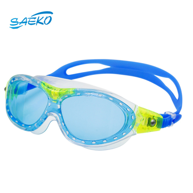 【SAEKO】超大鏡面廣角兒童泳鏡 明藍綠 K7_BL