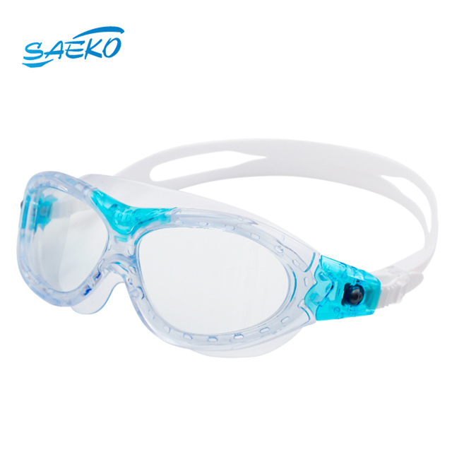 【SAEKO】超大鏡面廣角兒童泳鏡 透明藍 K7_TR-BL