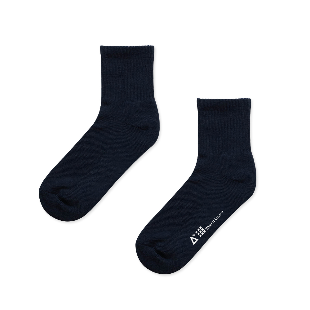 WARX除臭襪 經典素色中筒襪-深藍