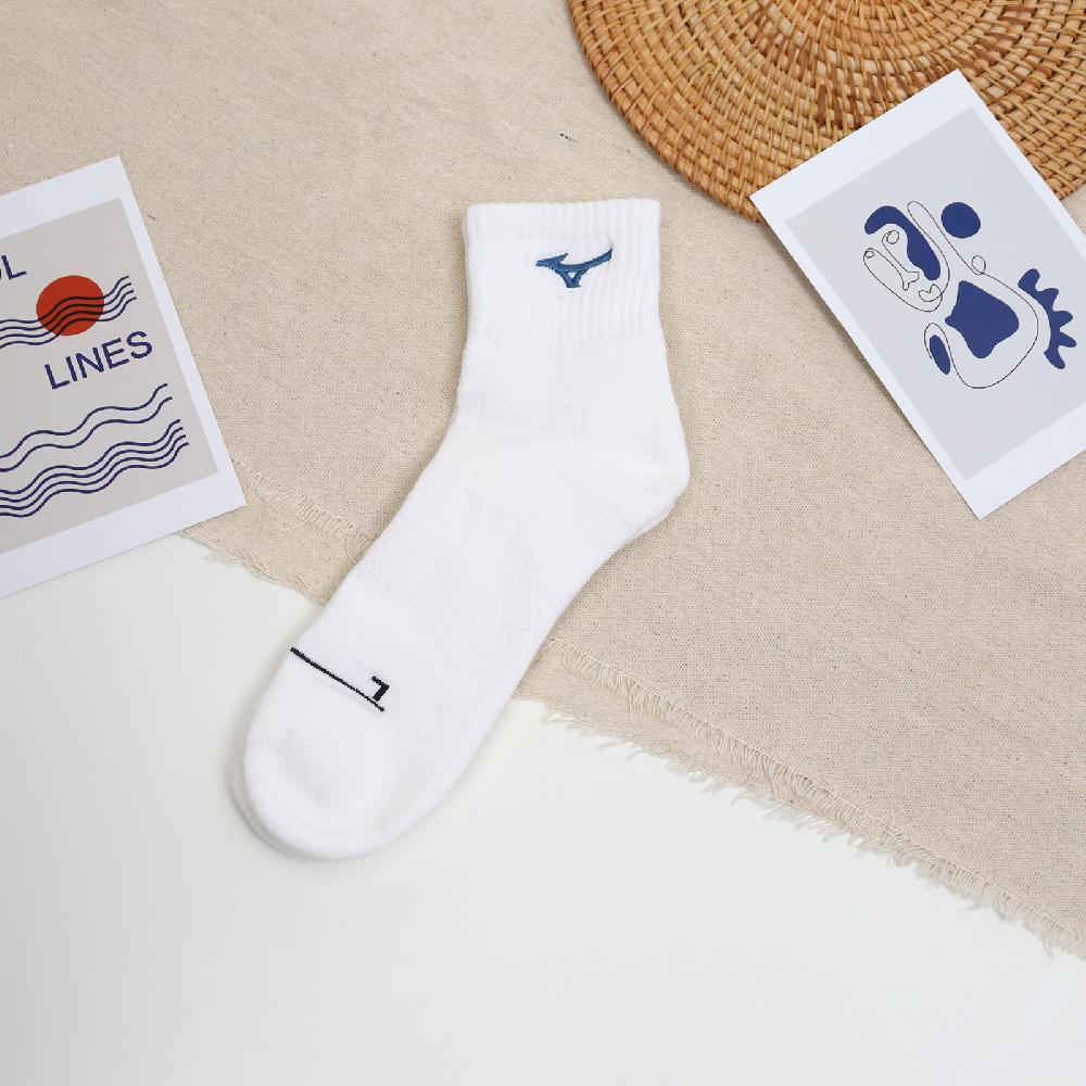Mizuno 美津濃 襪子 Ankle Socks 男女款 白 藍 短襪 中筒襪 運動襪 基本款 單雙入 32TXA601-14