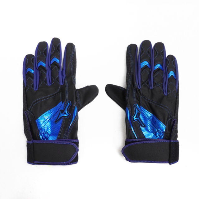Mizuno [1EJEA51809 打擊手套 安打型指背 止滑耐用 可水洗 美津濃 1雙裝 黑藍