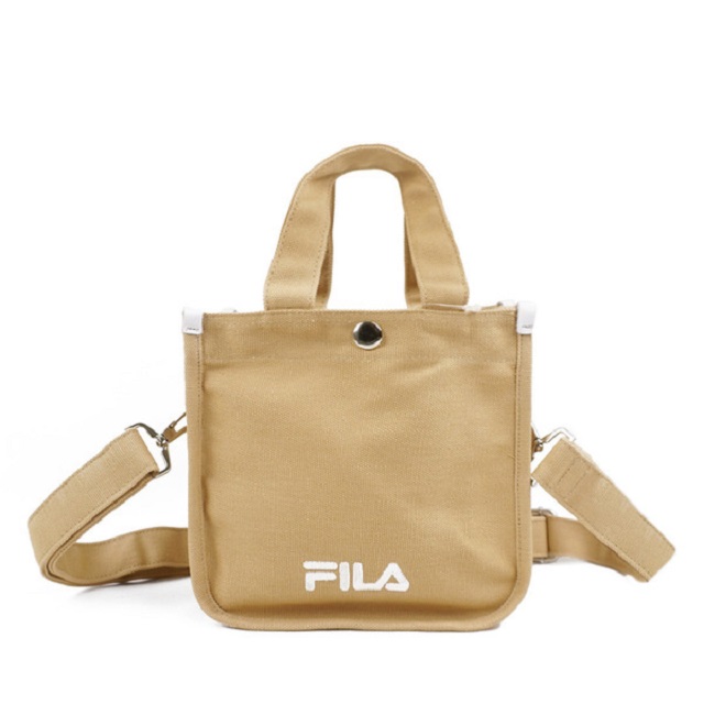 Fila Bag [BMV-7014-KK 帆布包 手提 肩背 斜背 運動 休閒 輕便 兩側口袋 背帶可拆 奶茶