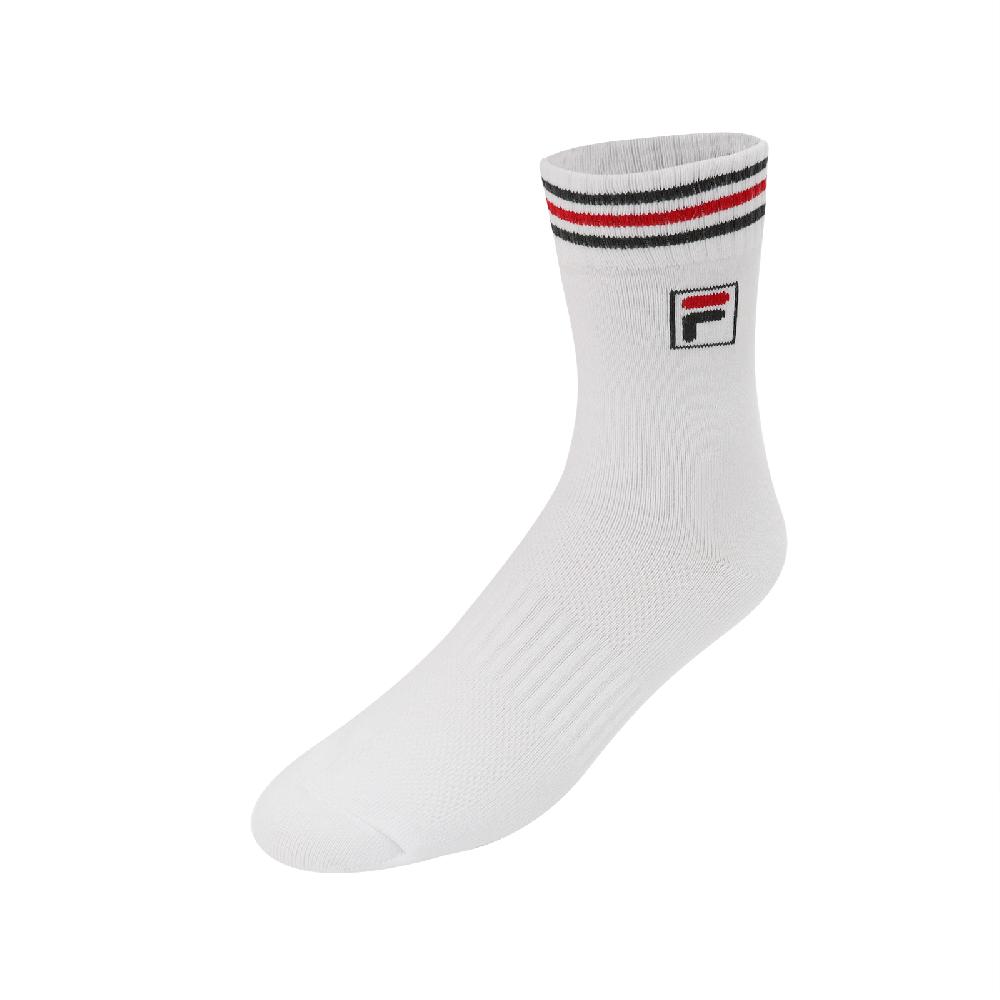Fila 襪子 Crew Socks 男女款 白 黑紅線 基本款 單雙入 台灣製 長襪 中筒襪 SCU7003RD