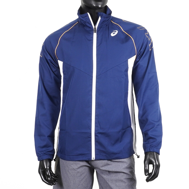 Asics [2033B521-400 男 立領 外套 夾克 運動 慢跑 訓練 虎爪 落肩 舒適 亞瑟士 深藍