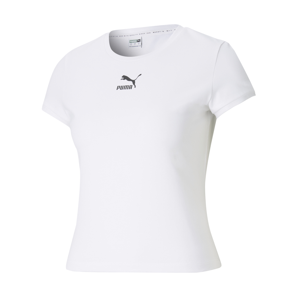 【PUMA】流行系列Classics貼身短袖T恤 女 短袖上衣 白色-59957702