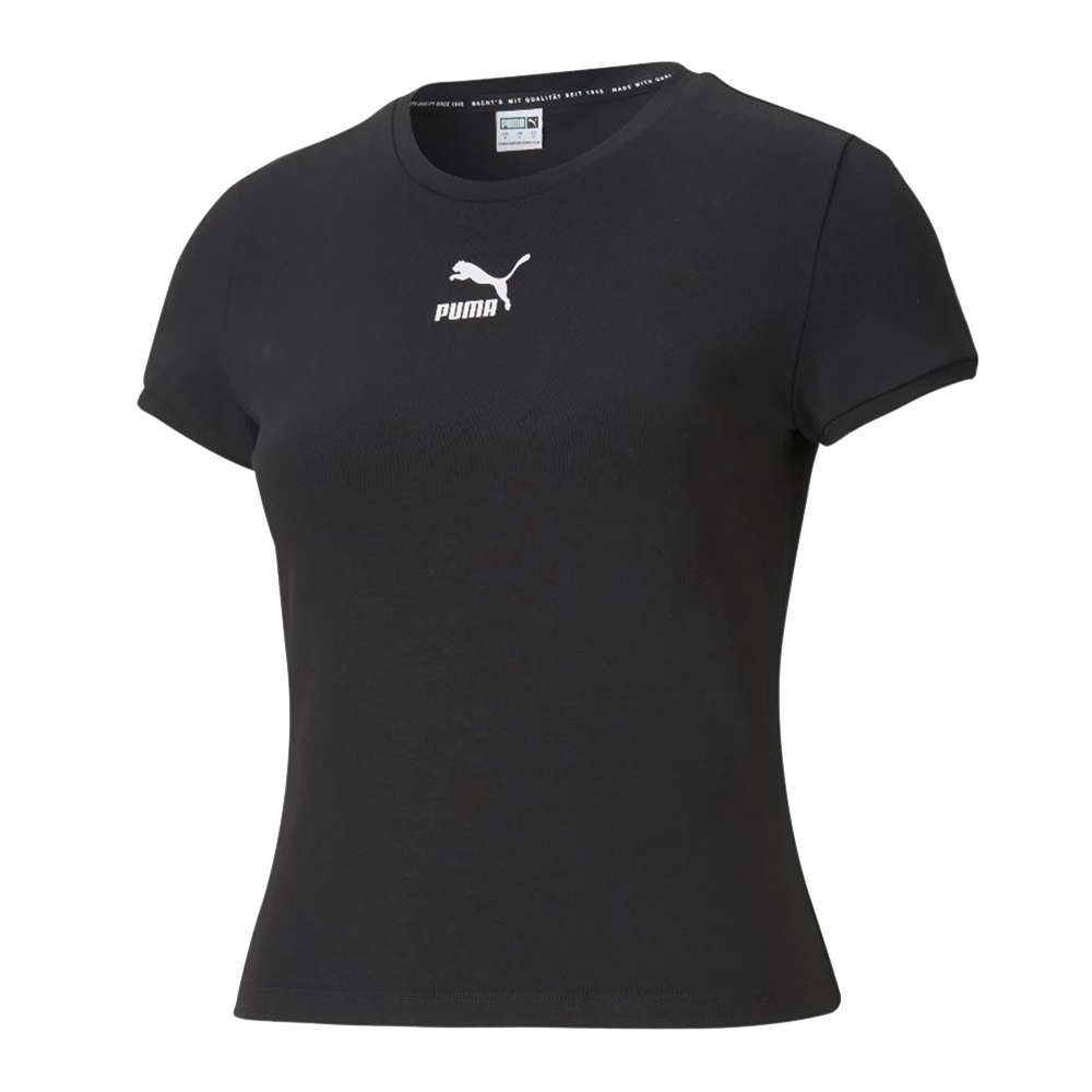 【PUMA】流行系列Classics貼身短袖T恤 女 短袖上衣 黑色-59957751