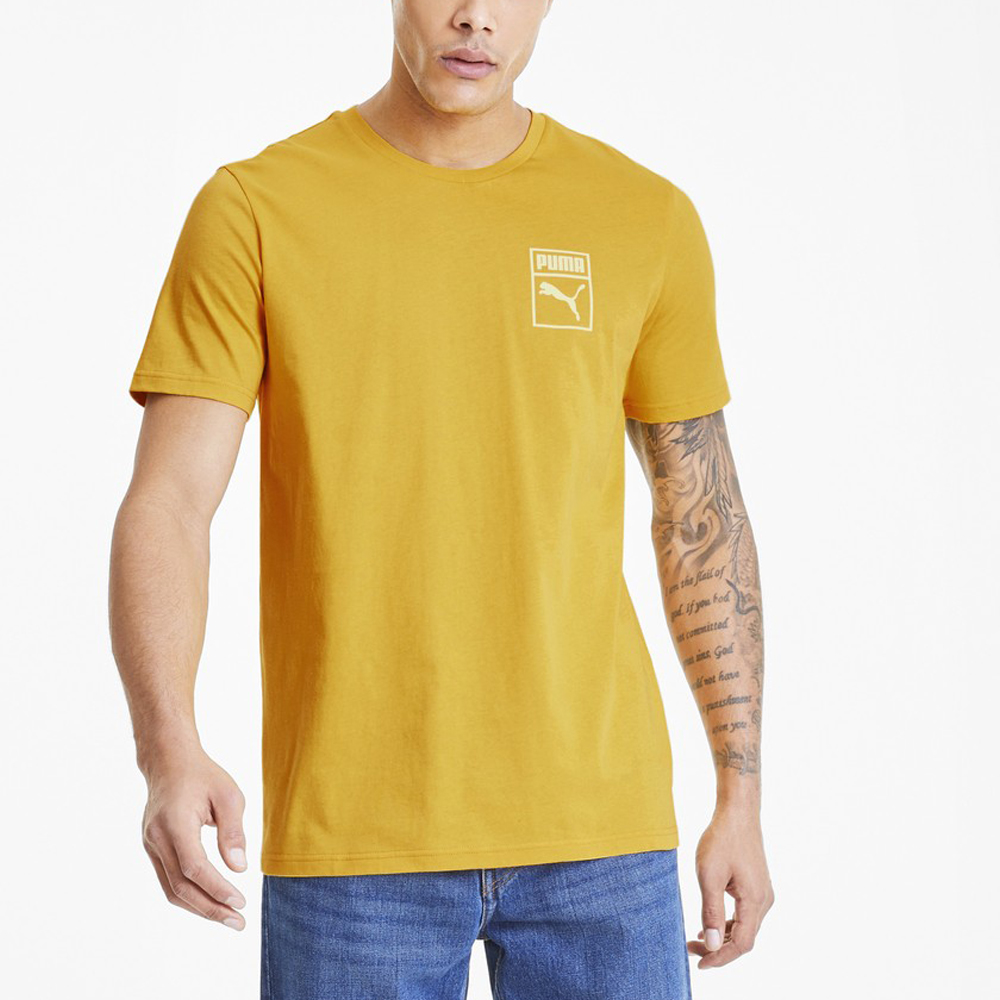 【PUMA】流行系列Box Logo短袖T恤 短袖上衣 男 黃色-59862525