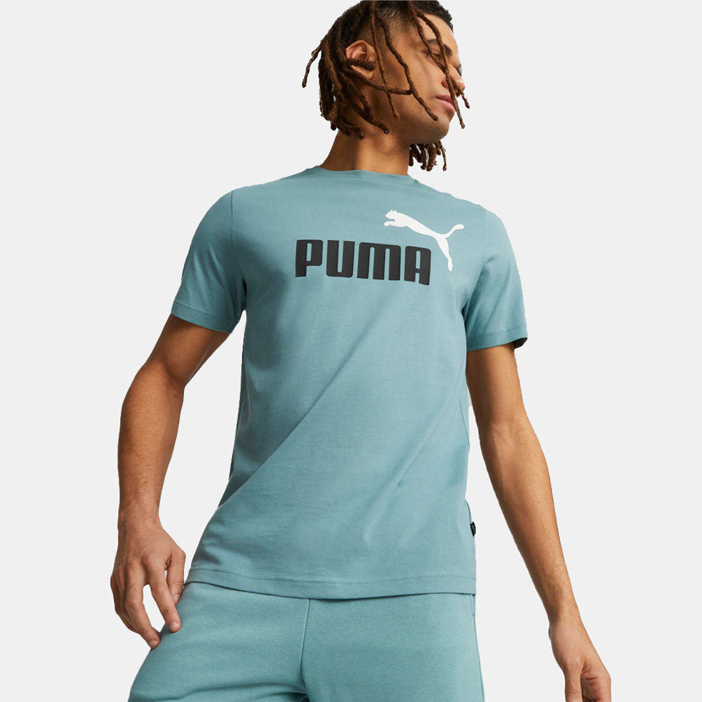 PUMA 短T 基本系列 ESS+ 2 COL 湖水藍 黑LOGO 短袖 T恤 男 58675985