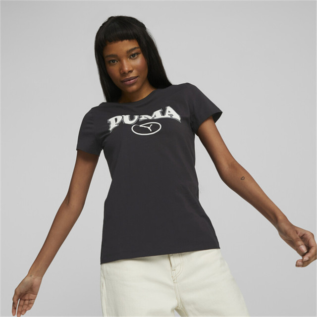 PUMA 短T 基本系列 SQUAD 黑 白LOGO 短袖 T恤 女 67661101