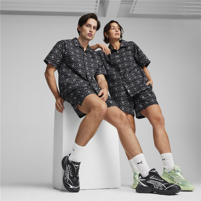 PUMA 短袖 流行系列 黑色 NEW PREP 幾何 復古 短袖 襯衫 中性 62787301