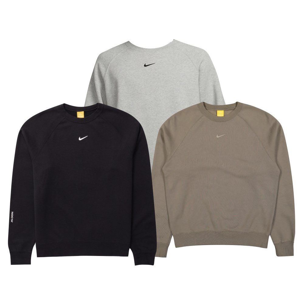 Nocta x Nike Fleece Crew 大學踢 美版 黑色/灰色/咖啡色 FN8160-010/FN8160-063/FN8160-040