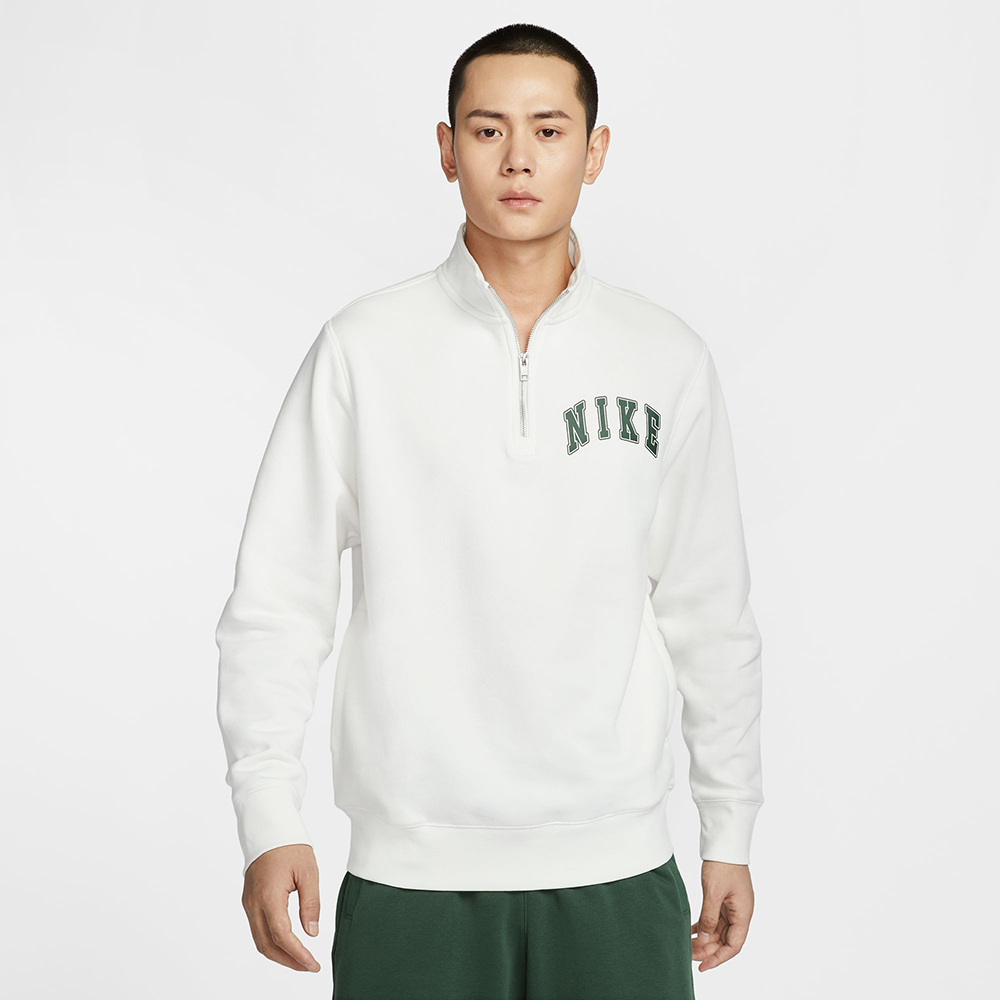 【NIKE】AS M NK CLUB BB HZ NIKE ARCH 男 長袖上衣 磨毛 米白色-FZ0874133