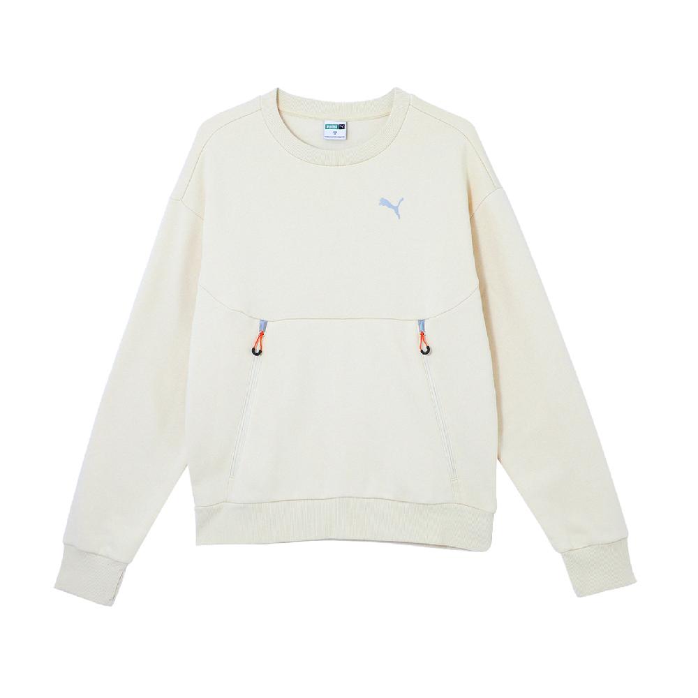 長袖 Tech TB Sweatshirts 男款 米白 寬鬆 內刷毛 保暖 拉鍊口袋 冬季 大學T 衛衣 62973687