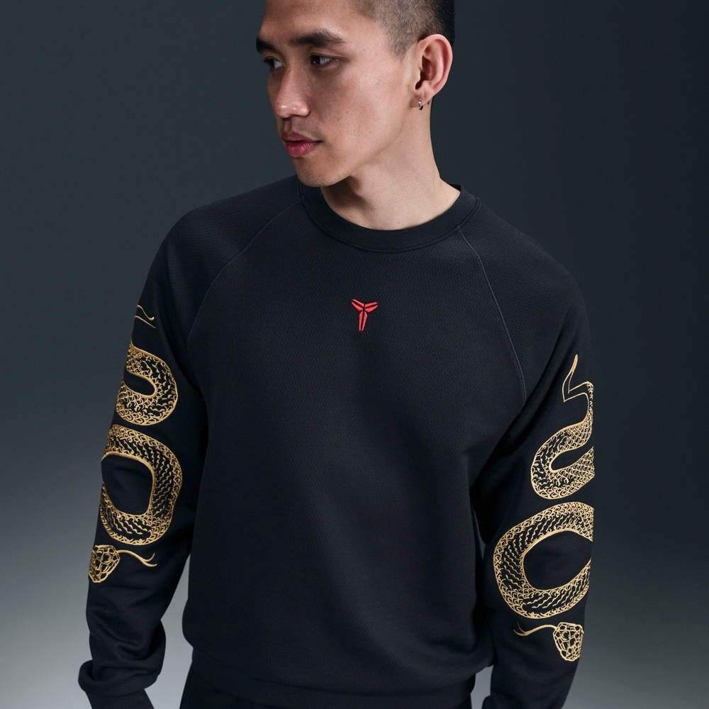 【NIKE】AS KB U NK TF CREW LNY 男 圓領套頭衫 大學T 黑色-HQ4698010