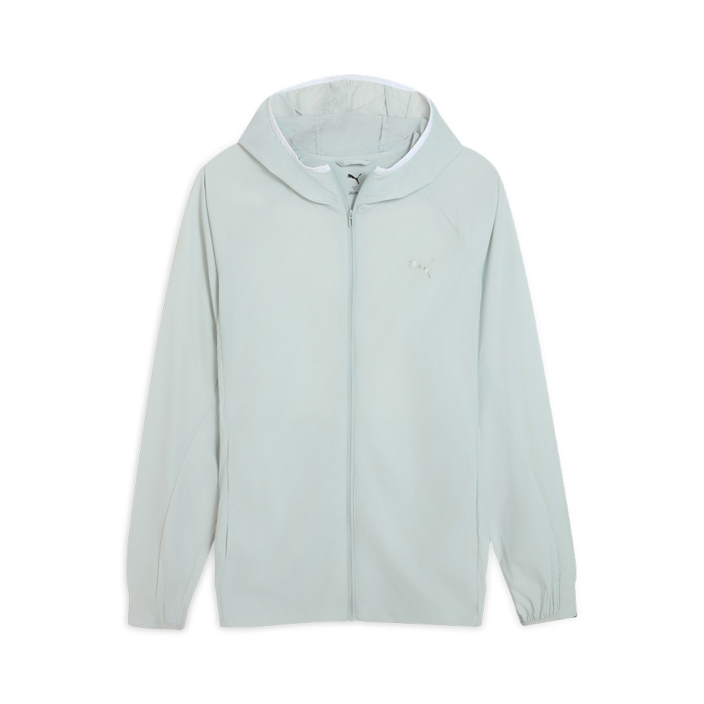 【PUMA】跑步系列輕量連帽風衣外套(M) 風衣外套 男 灰色-52798172