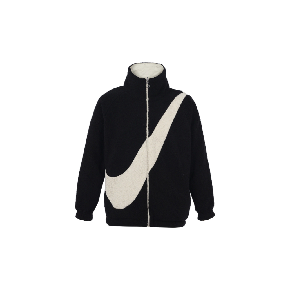W Nike Swoosh LOGO 黑白大勾 搖粒絨 雙面穿 風衣 絨毛羔 羊毛 刺繡 外套 DC5138-010
