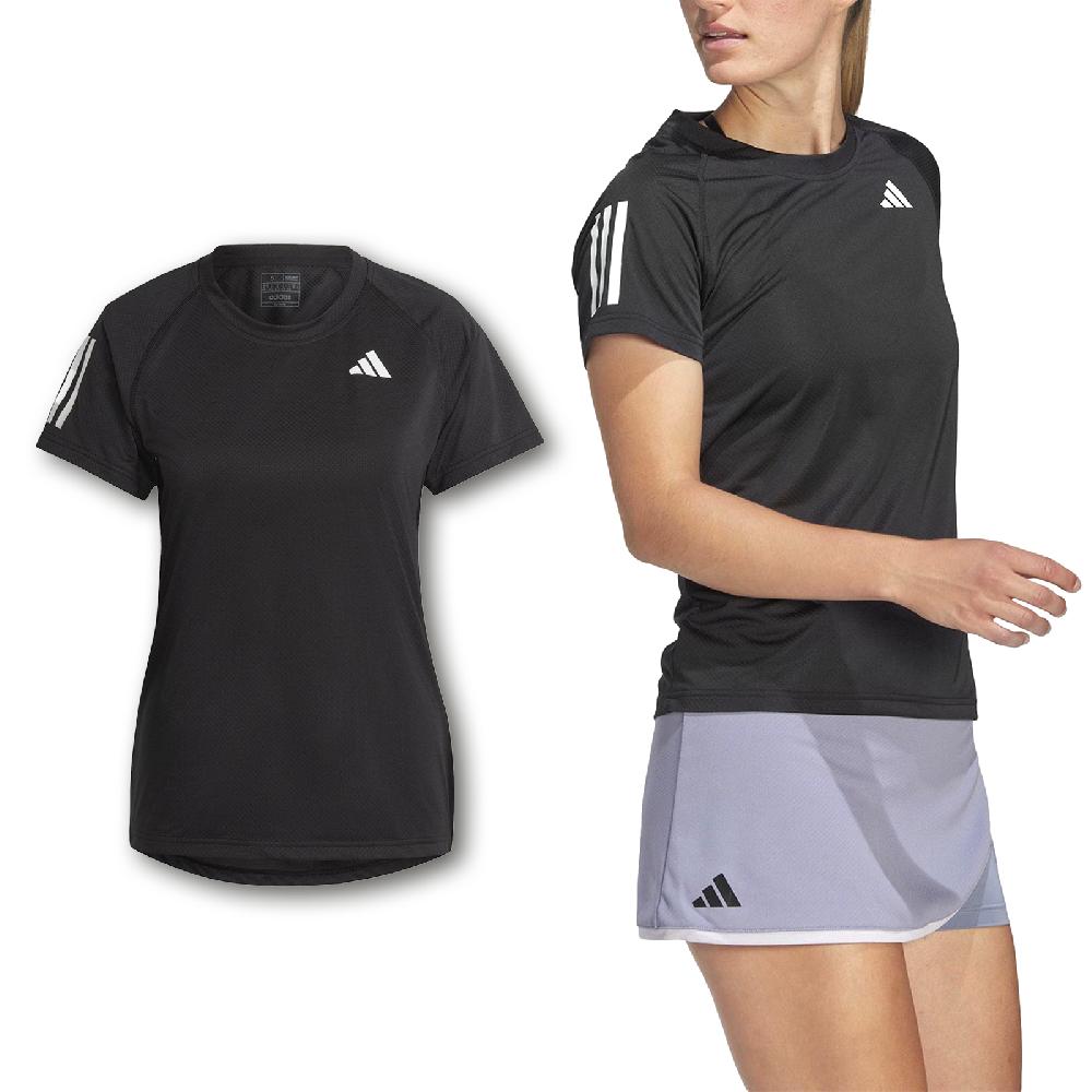 adidas 愛迪達 網球上衣 Tennis Club 黑 白 女款 運動 短袖 短T 吸濕排汗 HS1450