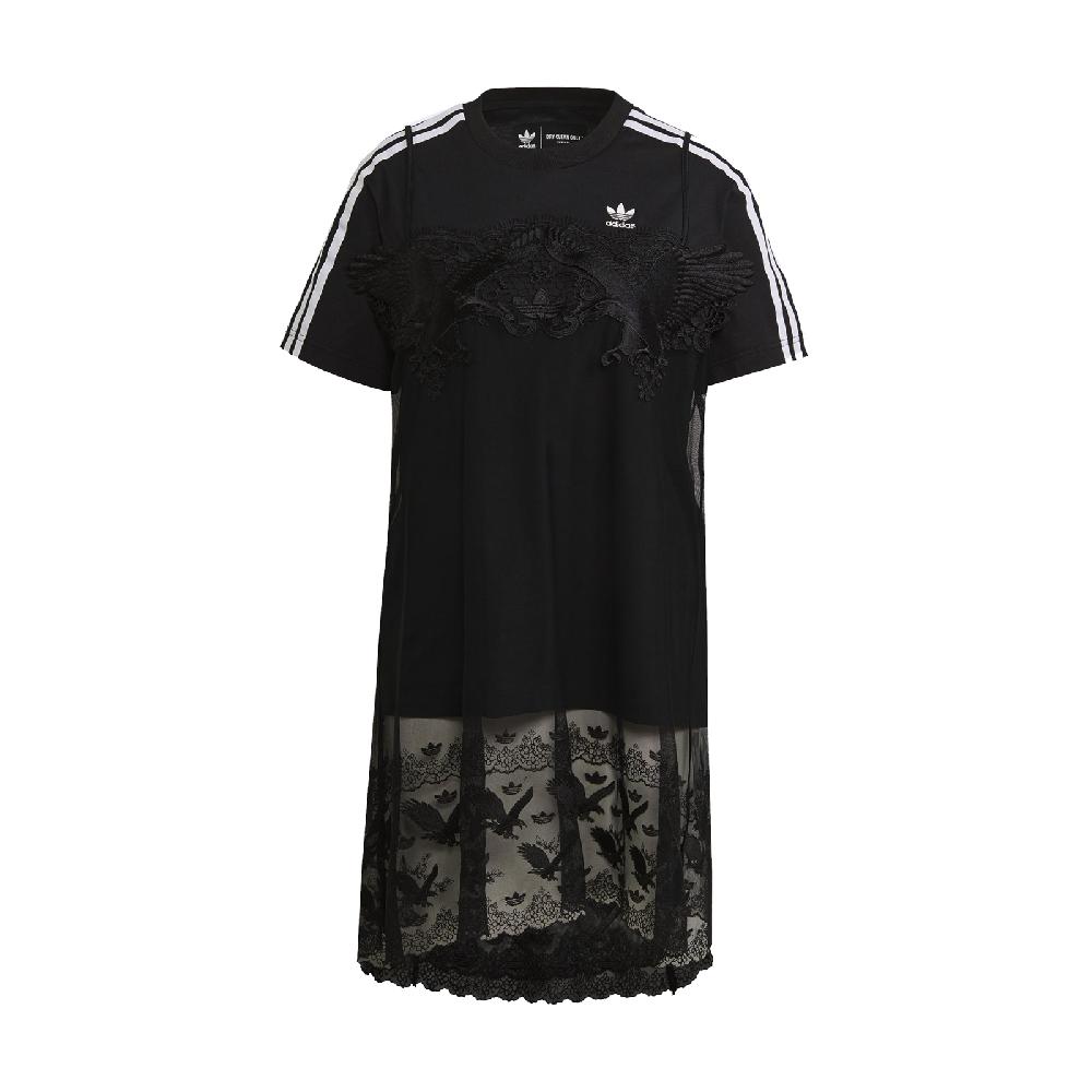 adidas 愛迪達 x Dry Clean Only 洋裝 Lace T-shirts 女款 黑 蕾絲 聯名 拼接 H59018