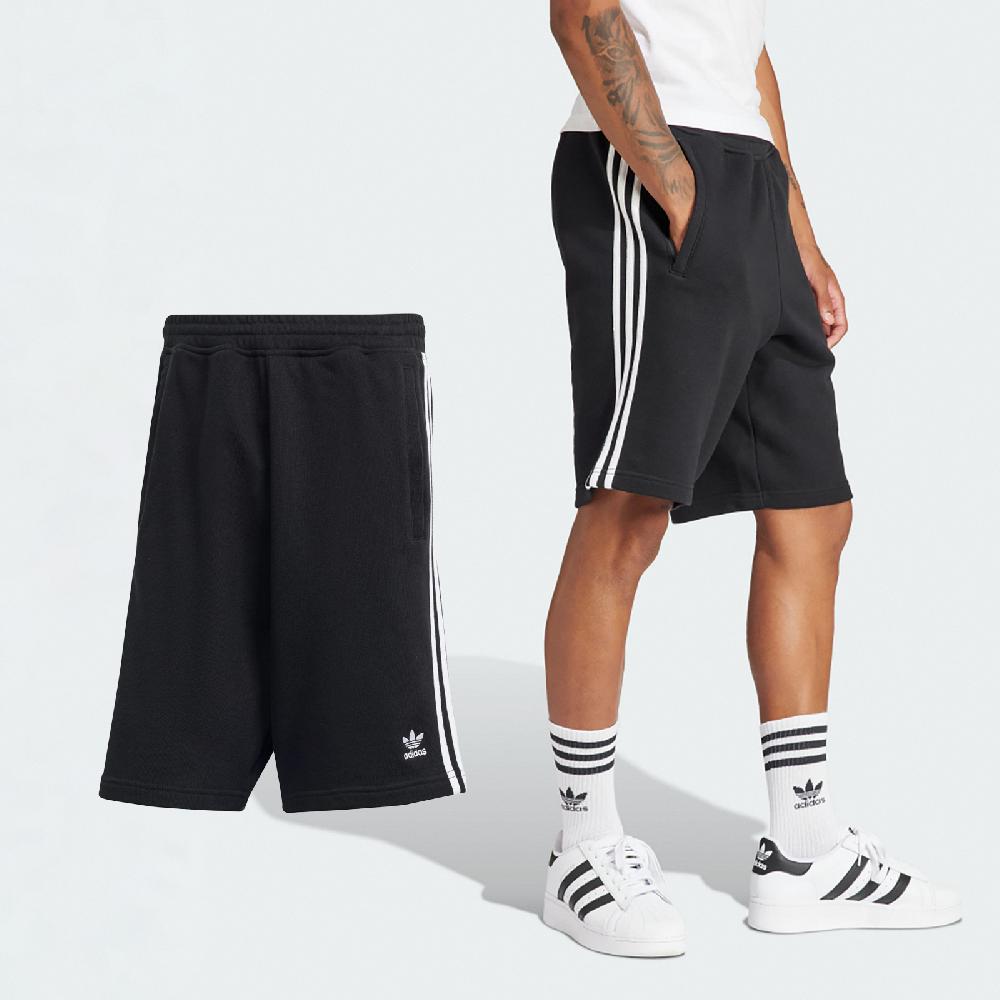 adidas 愛迪達 短褲 Adicolor 3-Stripes Shorts 男款 黑 白 鬆緊帶 毛巾布 褲子 IU2337