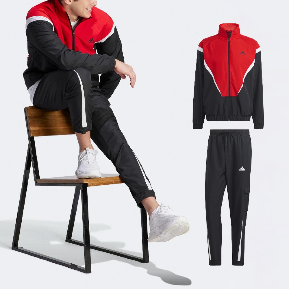 adidas 愛迪達 套裝 Sportswear Woven Track Suit 男款 紅 黑 運動套裝 IJ6073