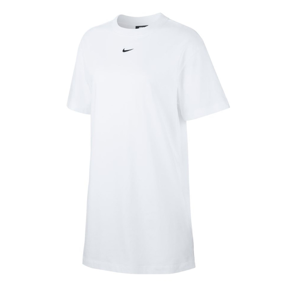 Nike T恤 NSW Essential 運動休閒 女款 長版 棉質 圓領 基本款 小勾 白 黑 CJ2243-100
