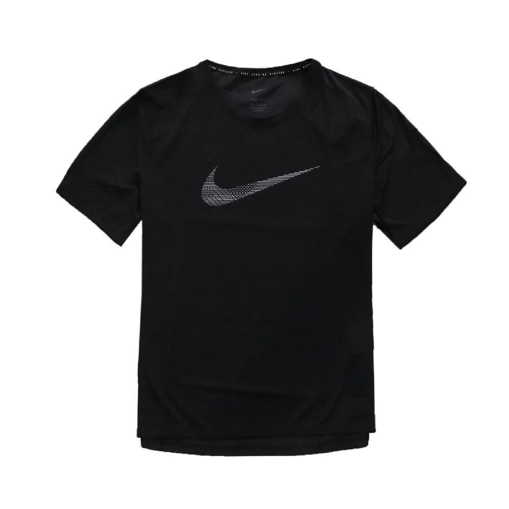 Nike T恤 Hybrid Running Tee 男款 前短後長 開岔 網眼透氣 運動 黑 灰 DD4781-010