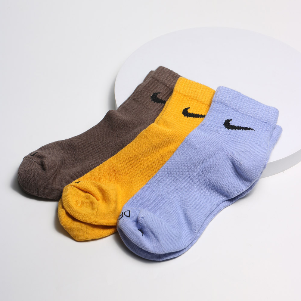 NIKE 襪子 DRY FIT 運動 短襪 三雙組 紫 黃 咖啡 SX6893-927