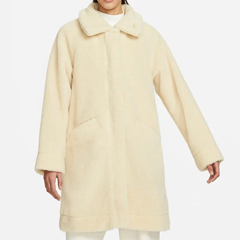 【NIKE】AS W NSW SHRPA JKT LONG 刷毛外套 女 羊羔絨 米白色-FB1799281