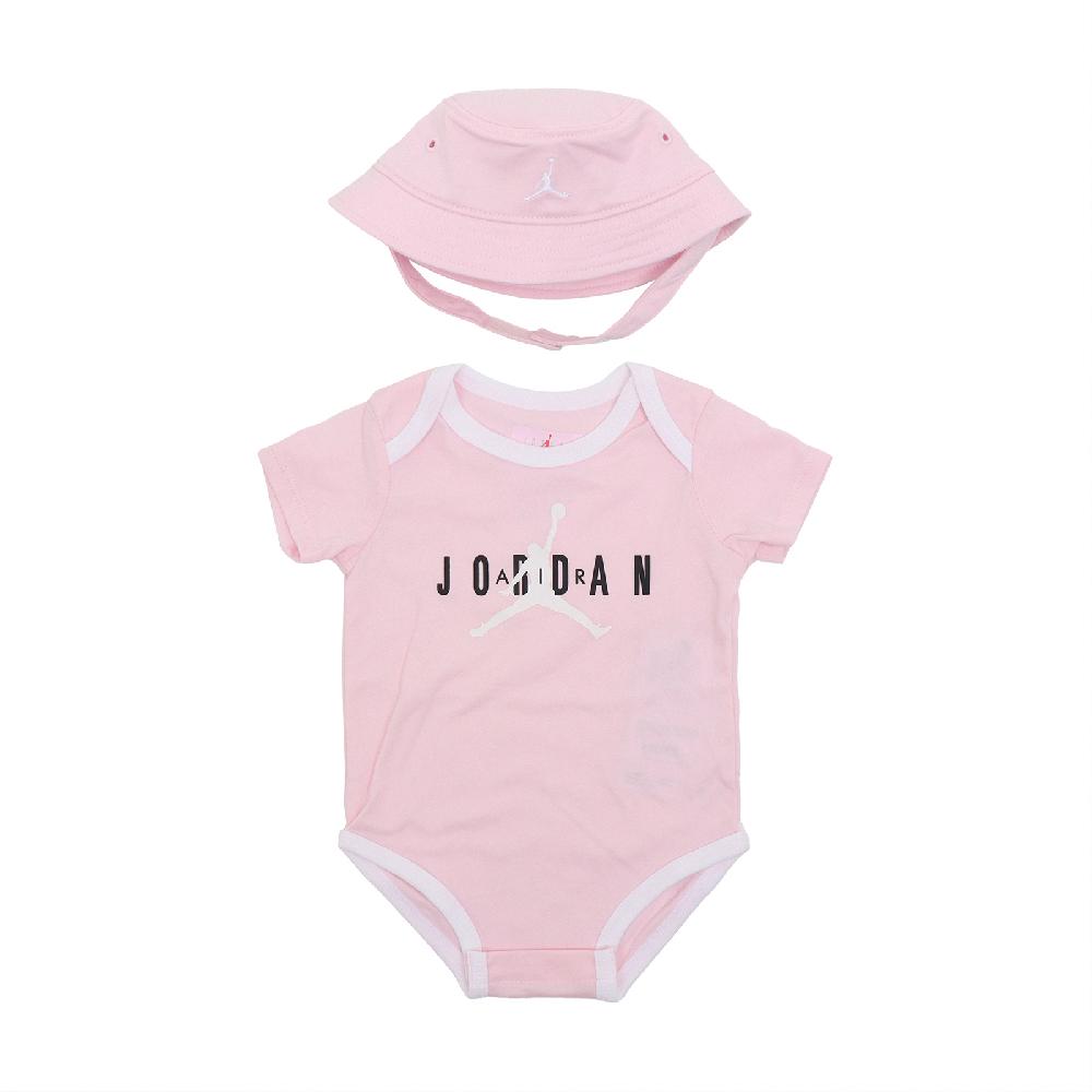 Nike 耐吉 包屁衣 Jordan Baby 寶寶上衣 粉紅 白 新生兒 喬丹 漁夫帽 0~12個月 JD2313026NB-003