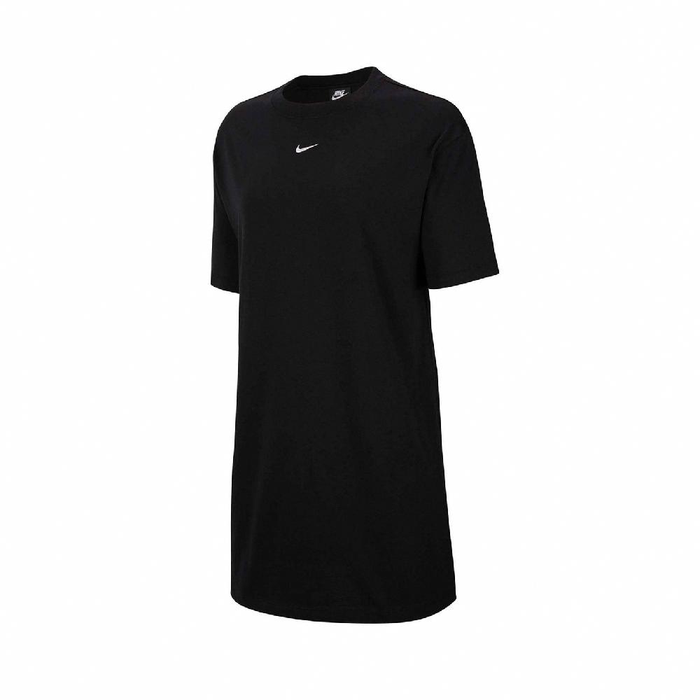 Nike 洋裝 NSW Essential Dress 女款 黑 白 運動 休閒 寬版 基本款 圓領 穿搭 CJ2243-010