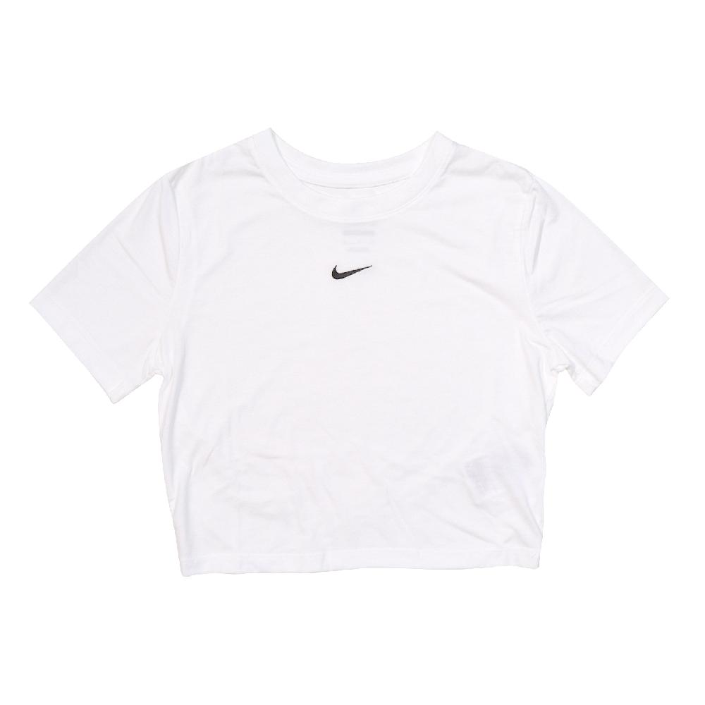 Nike 短袖 NSW Essential Crop 女款 白 短版 刺繡 短T 貼身 小勾 DD1329-100