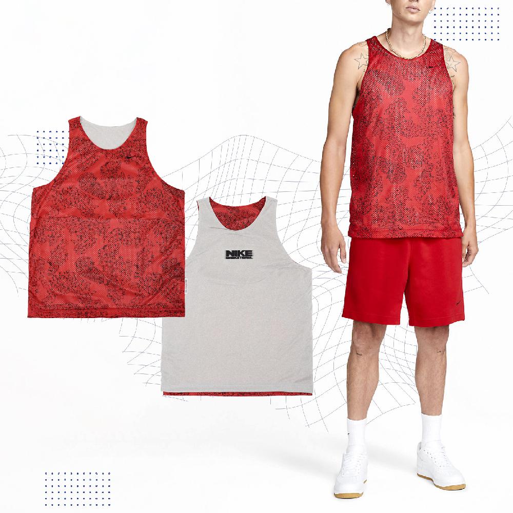 Nike 耐吉 背心 Dri-FIT 男款 紅 灰 印花 雙面設計 吸濕排汗 雙面穿 運動 球衣 FB7056-657