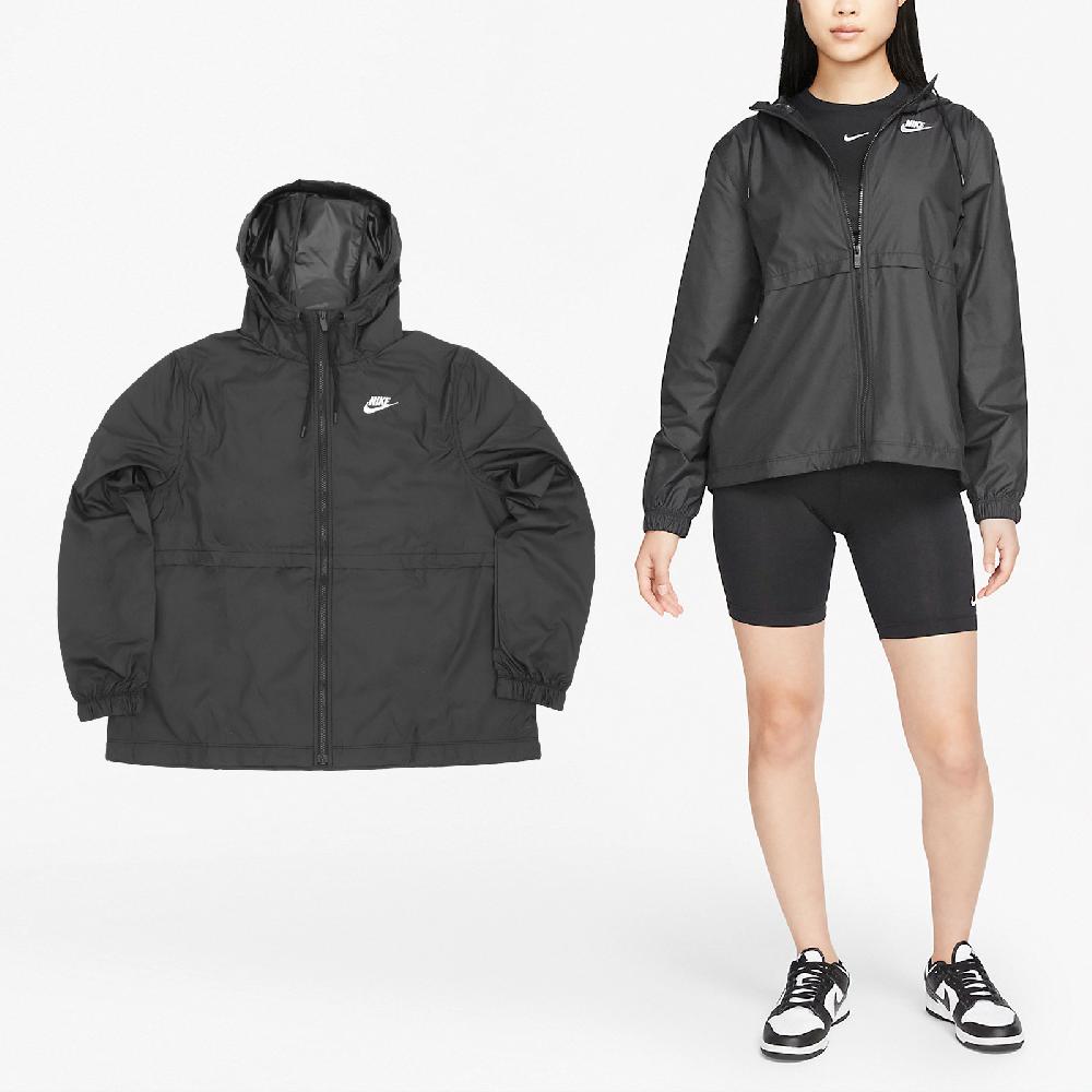 Nike 耐吉 外套 NSW Essential Repel Jacket 女款 黑 防潑水 寬版 連帽外套 刺繡 DM6180-010