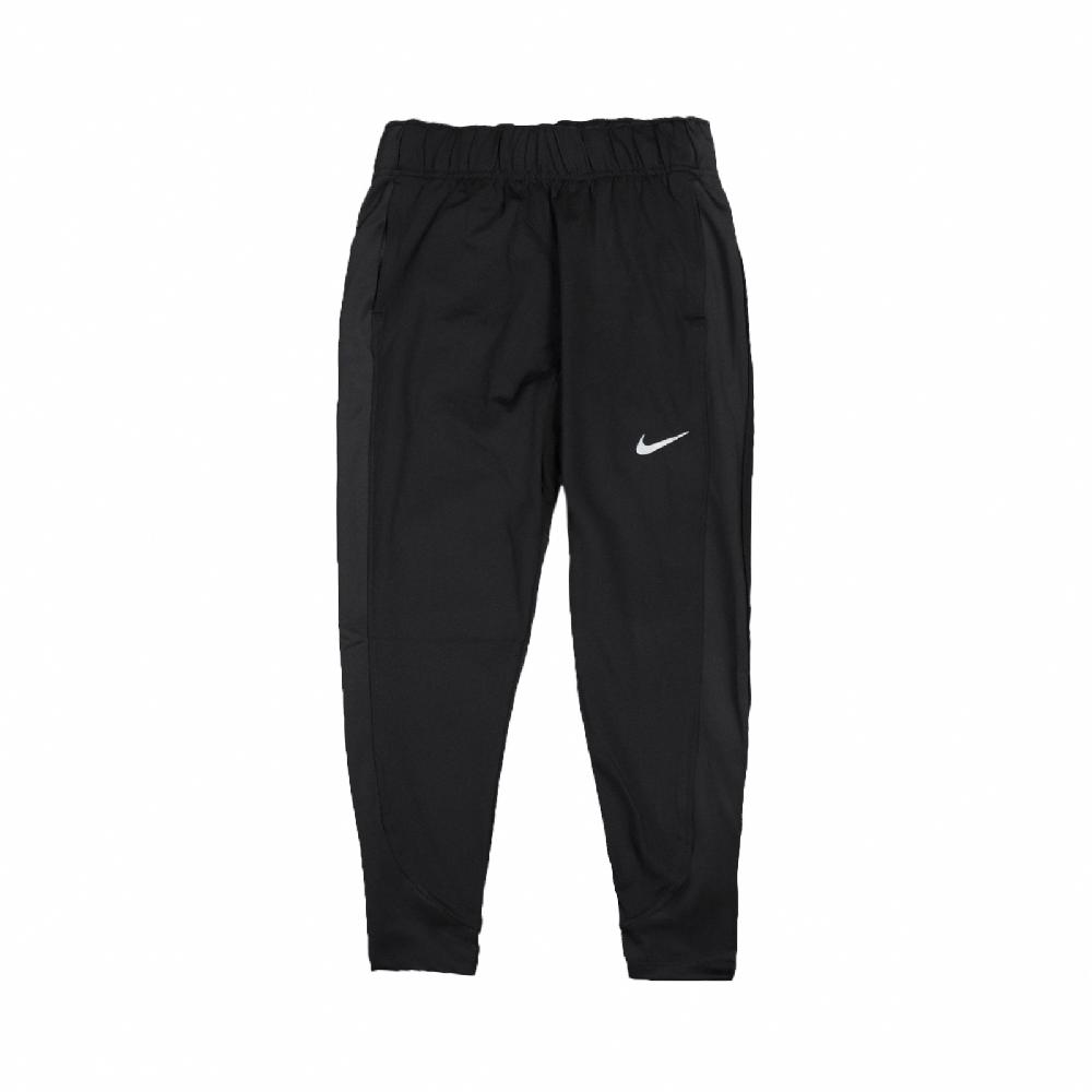 Nike 長褲 Essential Running Pants 女款 黑 銀 針織 中腰 修身 抽繩 運動褲 跑步 DD6473-010