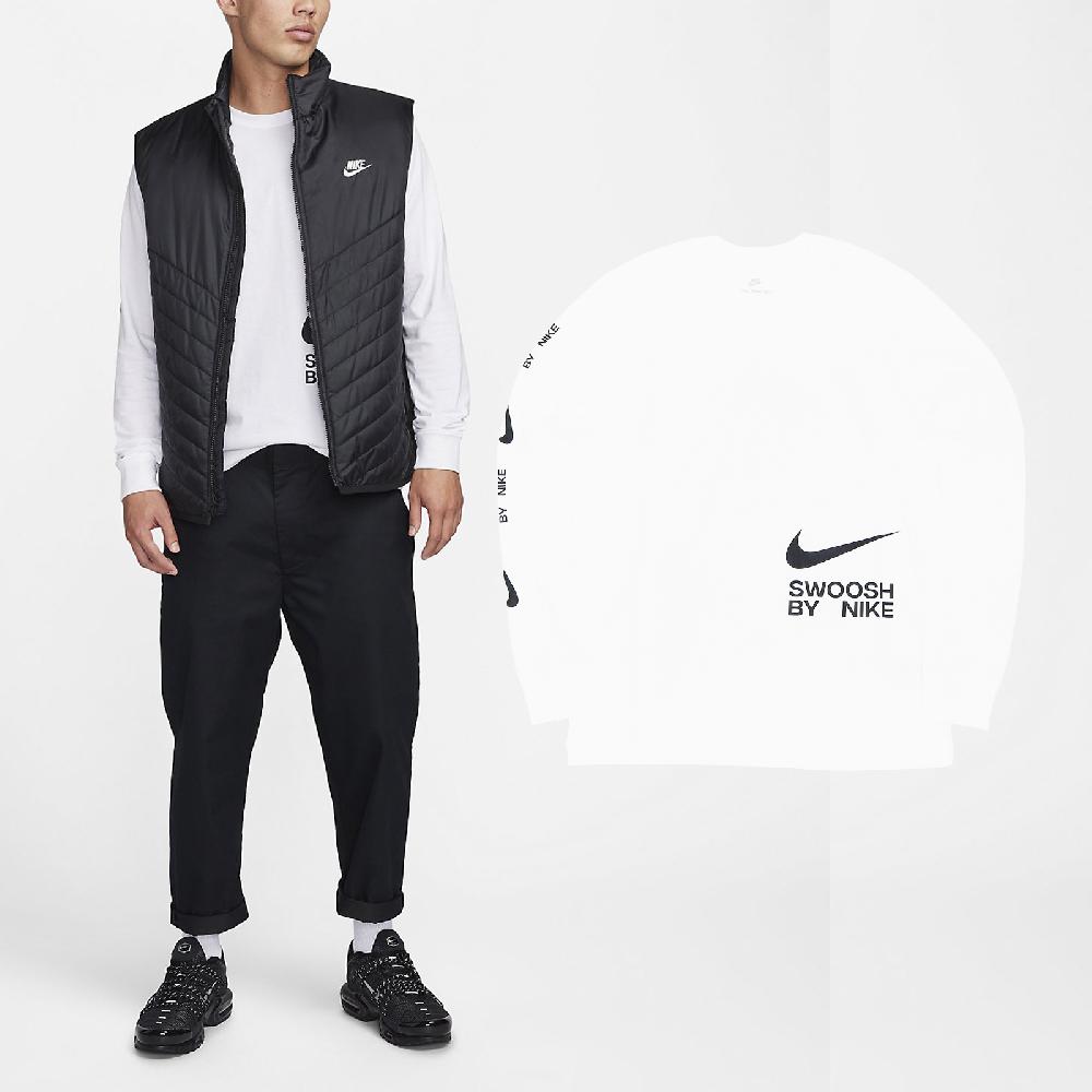 Nike 耐吉 長袖上衣 NSW Shirts 白 黑 男款 薄長T 基本款 標語 串標 FJ1120-100