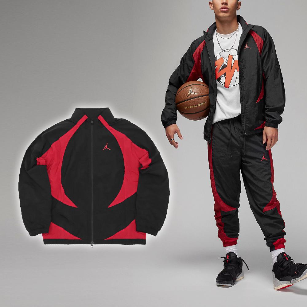 Nike 耐吉 立領外套 Jordan Sport Jam 黑 紅 男款 運動 喬丹 內網眼 DX9368-013