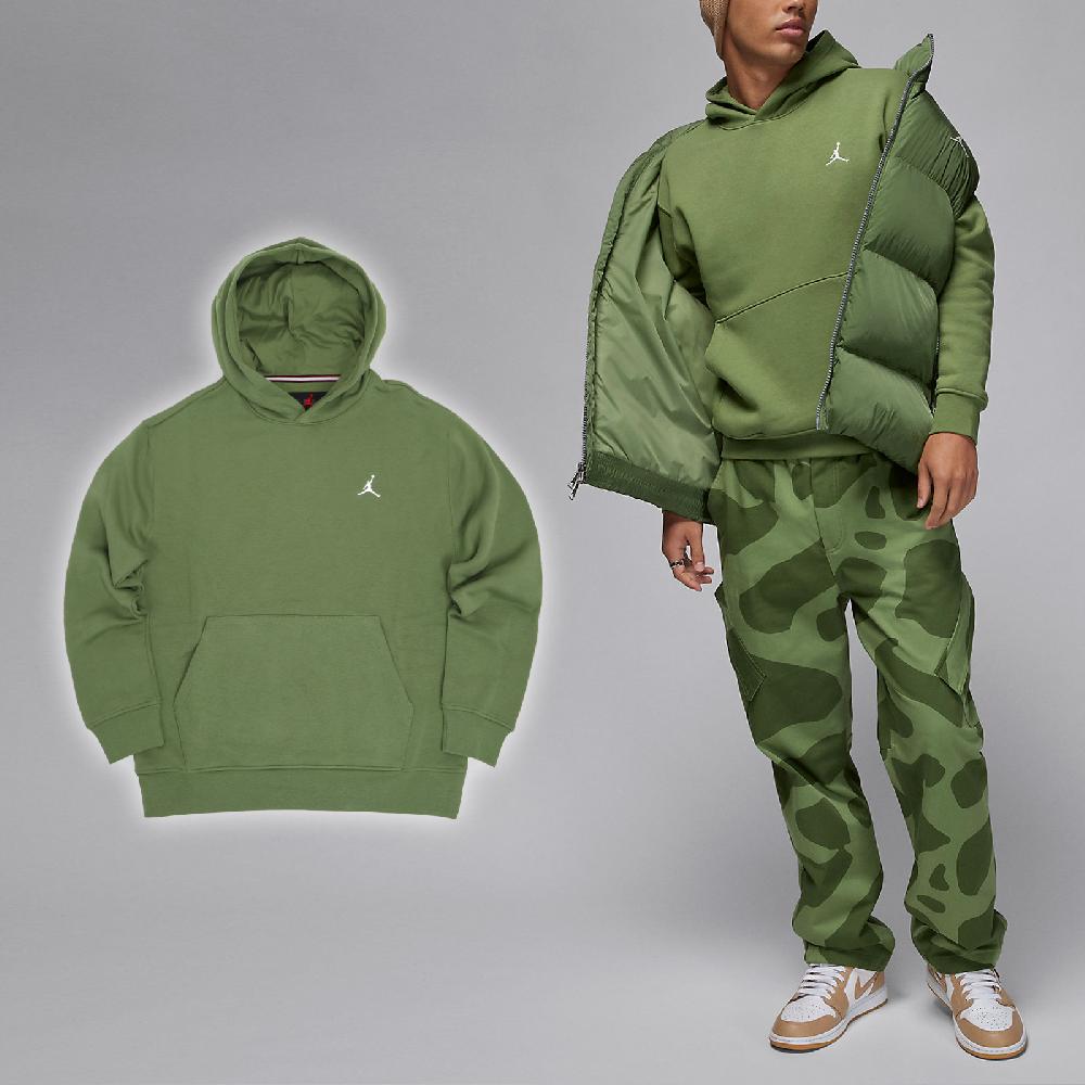Nike 耐吉 帽T Jordan Essentials 男款 綠 長袖 連帽 內刷毛 保暖 袋鼠口袋 喬丹 FJ7775-340
