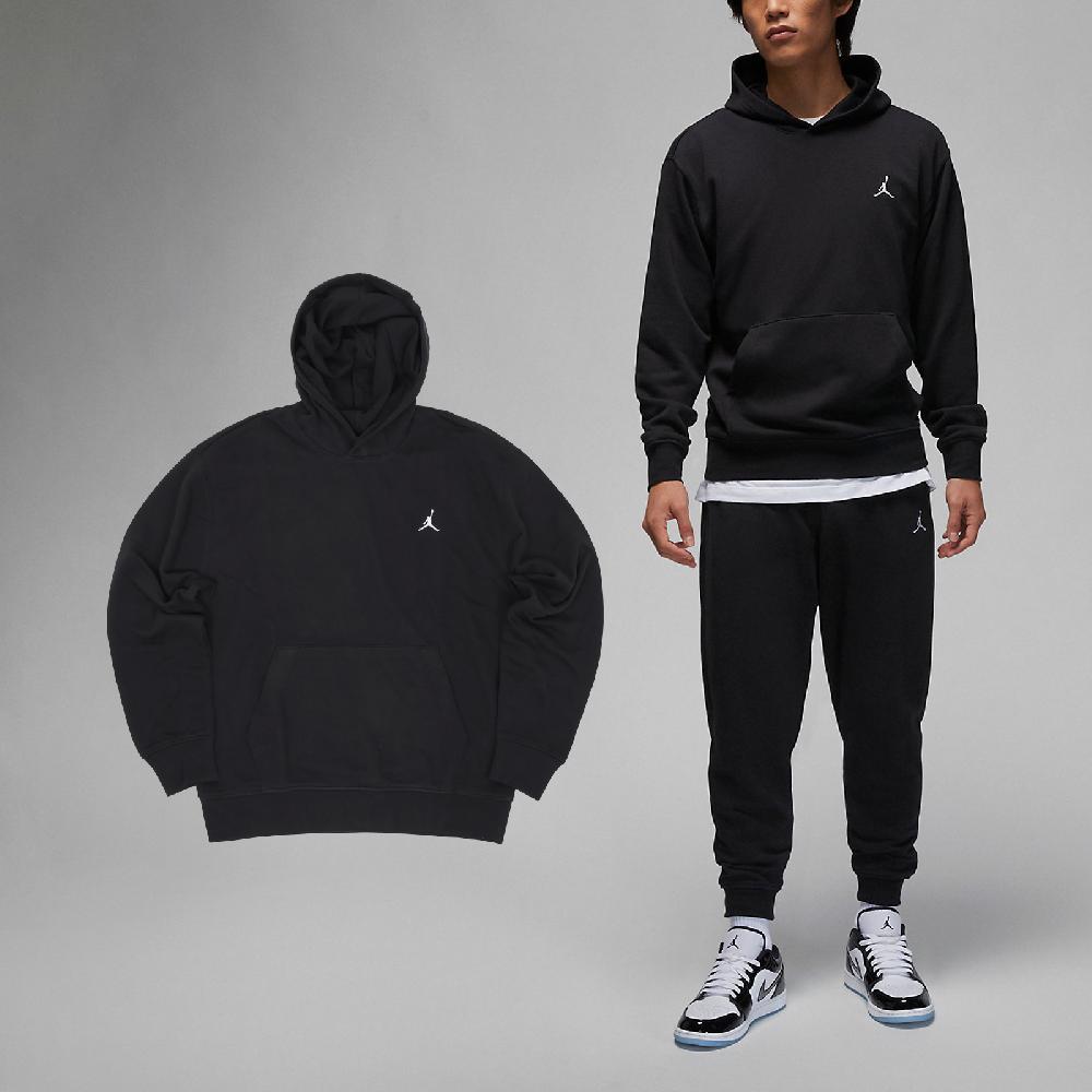Nike 耐吉 帽T Jordan Essentials 男款 黑 白 毛圈布 刺繡 大口袋 連帽上衣 衛衣 FQ3679-010